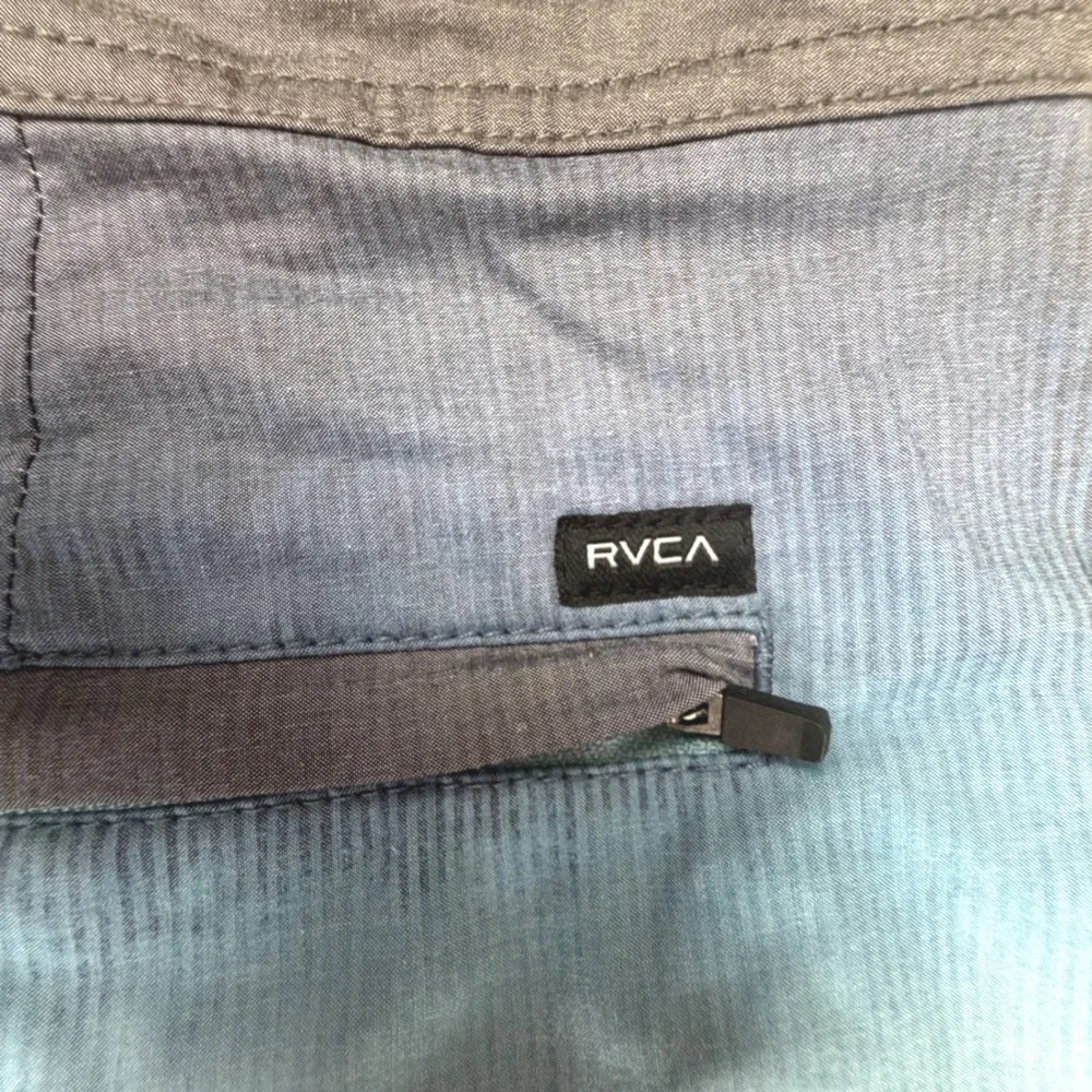 RVCA Nature Mens Blue Ombre Gradient Board Shorts Swim Trunks Size 38 Mid Length